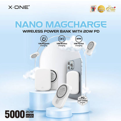 X.One Nano Magcharge Magnetic Wireless Powerbank 5,000 / 10,000 mAh with 20W PD3.0 USB-C Port - Forexengineer -Malaysia- 6487922225119-6487922226218-6487922225120-6487922226217