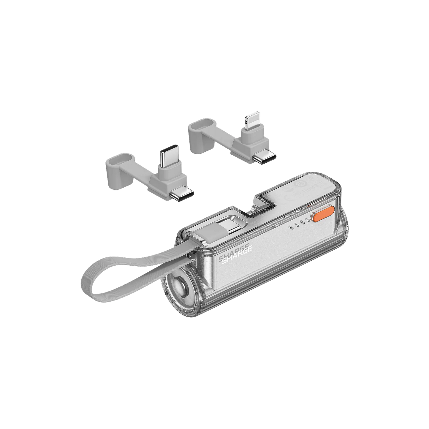 Sharge Flow Mini 2 - Swappable USB-C & Lightning Connector with Built-in USB-C Cable