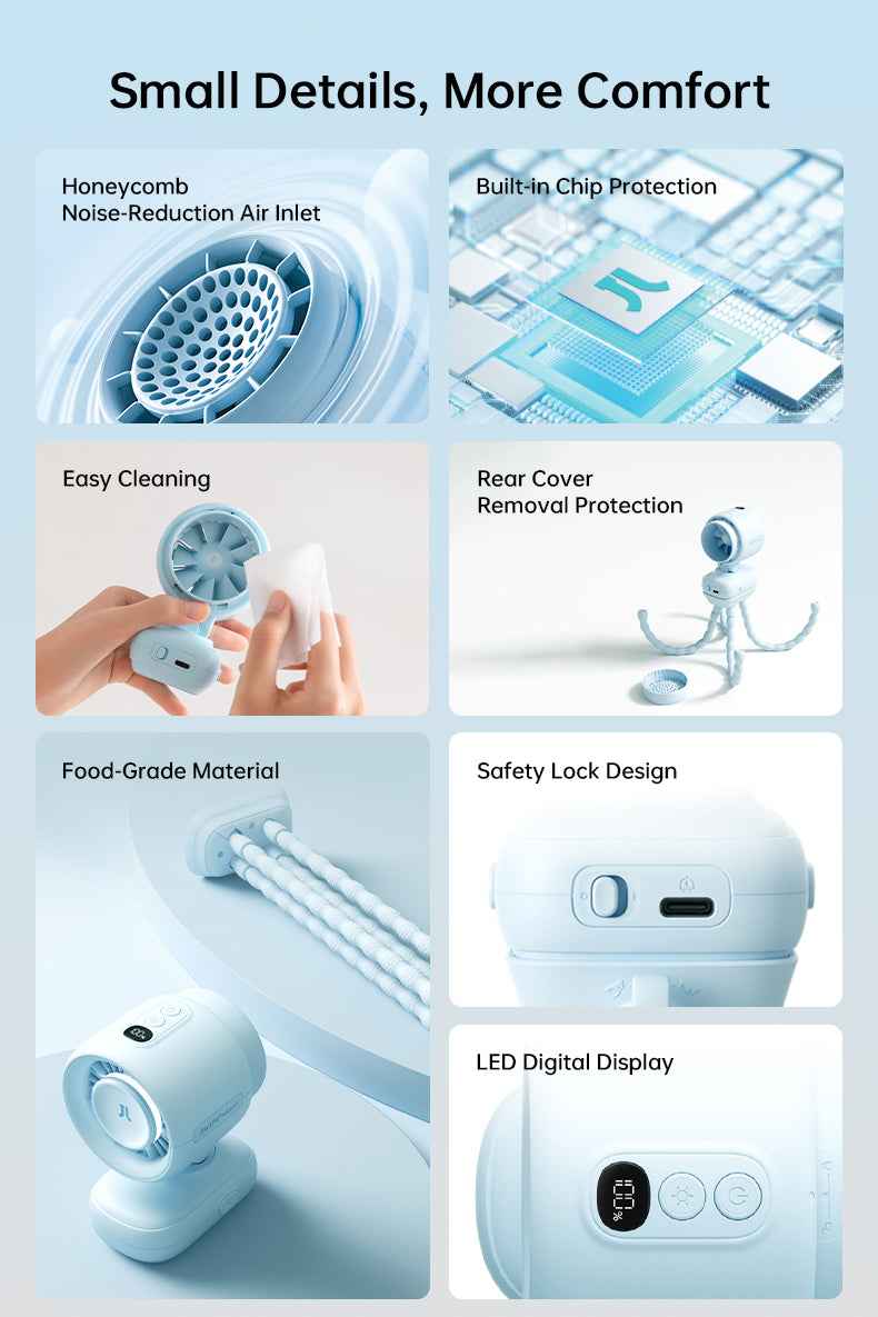 JisuLife Stroller Fan Life 4 ( 5000mAh ) Octopus / Clip Fan 38H Long Battery with Night Light