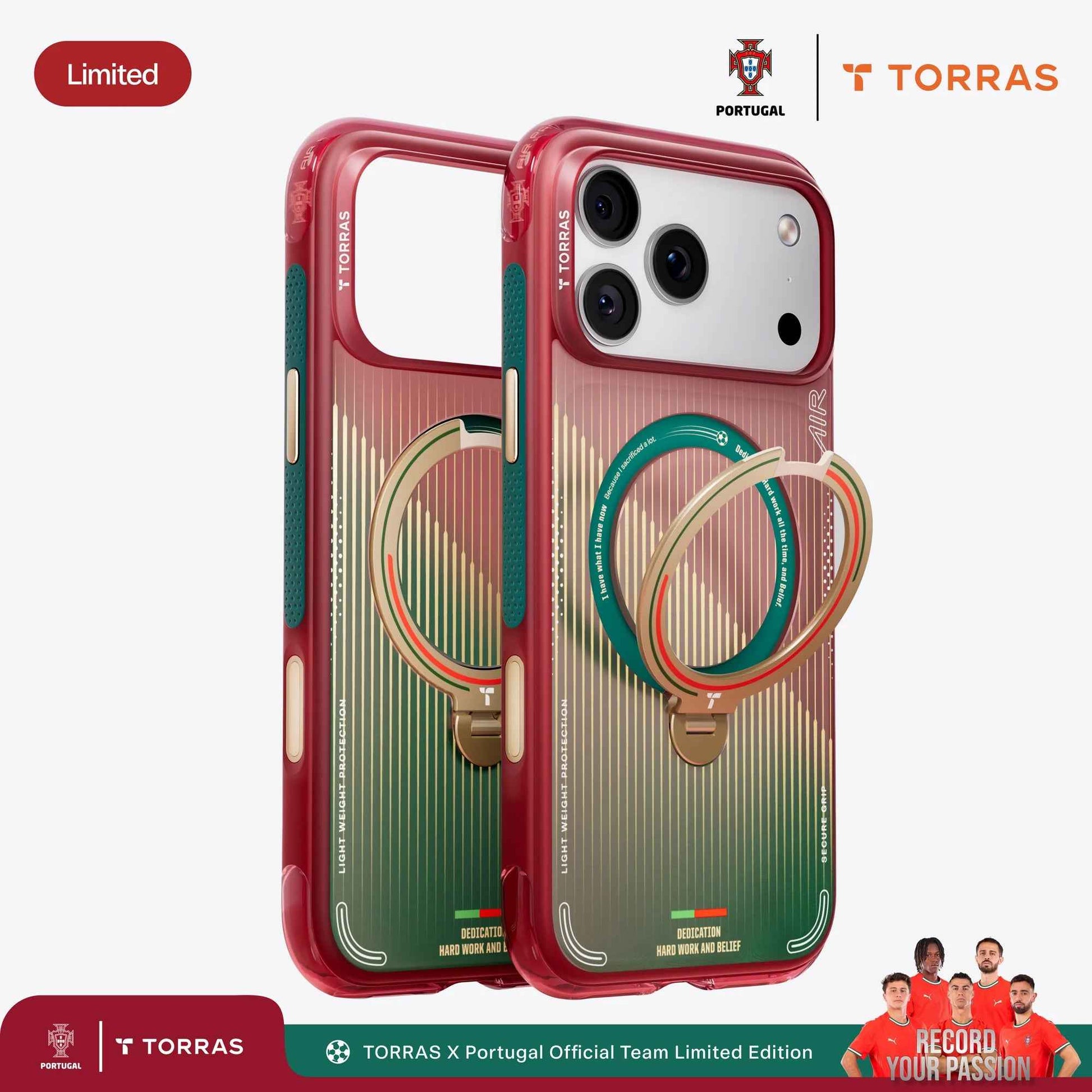 Limited Edition TORRAS Ostand Q3 Air Portuguese Football Federation (FTF) for iPhone 17 Pro Max / 17 Pro
