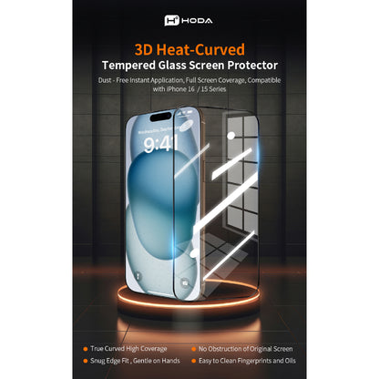 Hoda 3D Full Glue Clear Glass Screen Protector for iPhone 17 Pro Max / 17 Pro with Dust-Free Helper