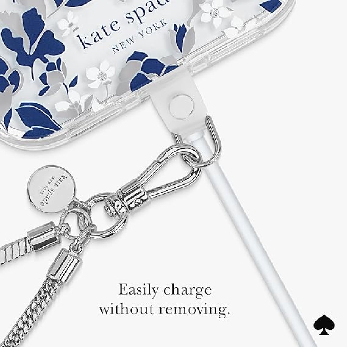Kate Spade Phone Charm with Anchor Card Universal Wrist Strap - Heart of Silver