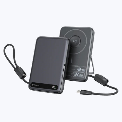MAZER MagLink19 10,000mAh Magnetic Wireless Powerbank with Built-in USB-C Cable and Kickstand CCC Certified
