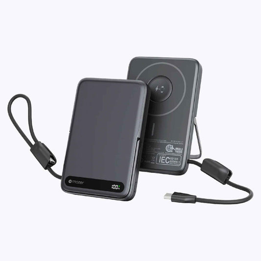 MAZER MagLink19 10,000mAh Magnetic Wireless Powerbank with Built-in USB-C Cable and Kickstand CCC Certified