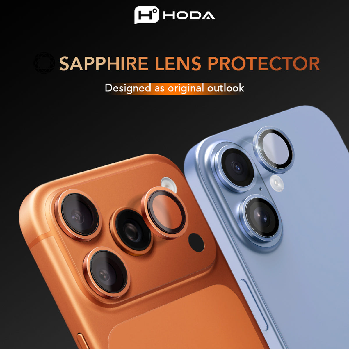 Hoda Sapphire Stainless Steel Lens Protector for iPhone Duo ( 2 pieces / set )