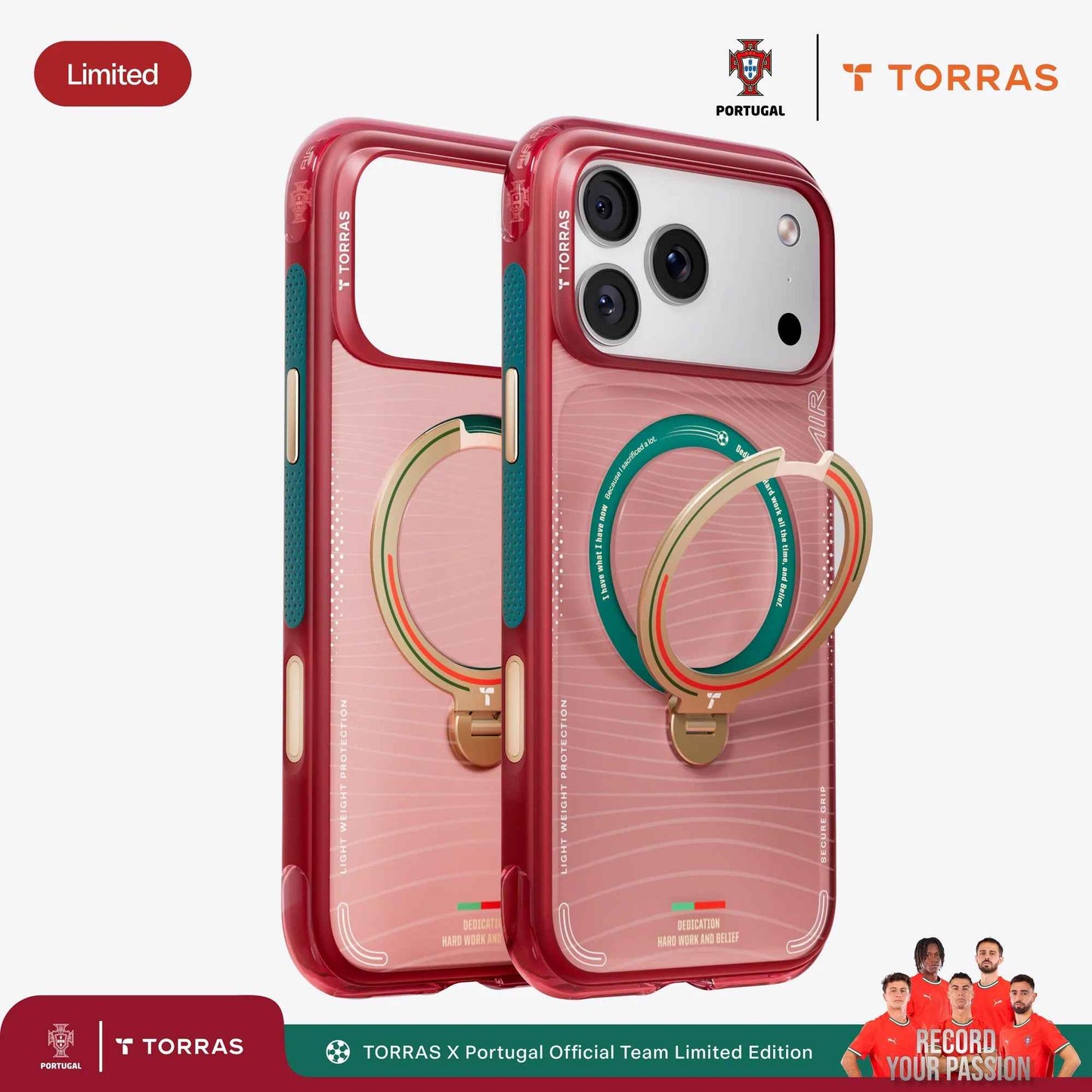 Limited Edition TORRAS Ostand Q3 Air Portuguese Football Federation (FTF) for iPhone 17 Pro Max / 17 Pro