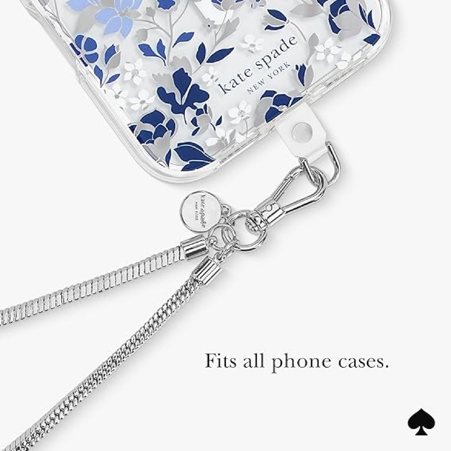 Kate Spade Phone Charm with Anchor Card Universal Wrist Strap - Heart of Silver