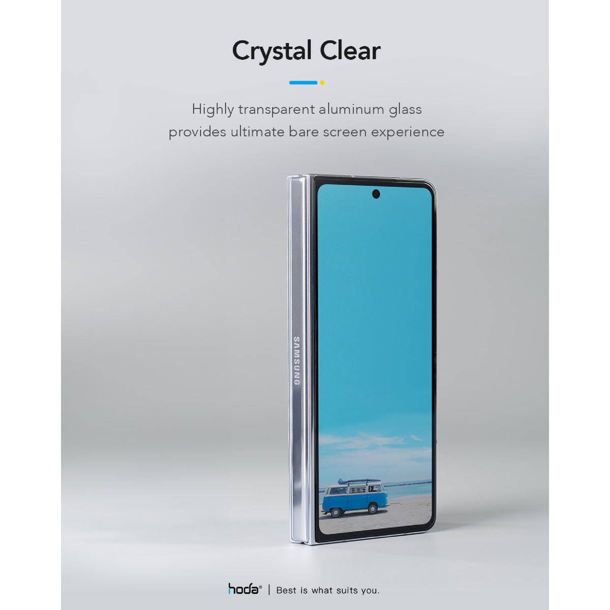 Hoda Clear Tempered Glass Screen Protector for Samsung Galaxy Z Fold 8 ( Front Screen ) Case Friendly