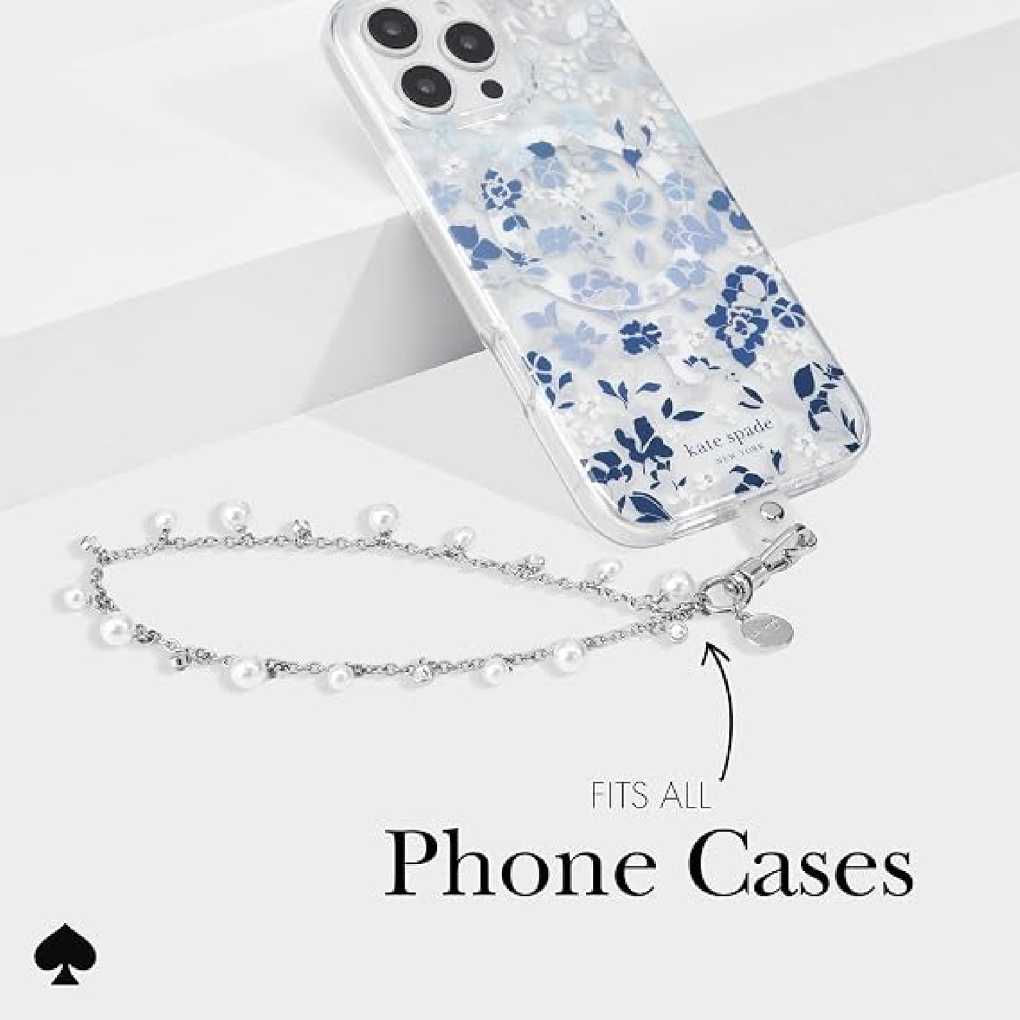 Kate Spade Phone Charm with Anchor Card Universal Wrist Strap - Dazzling Pearl
