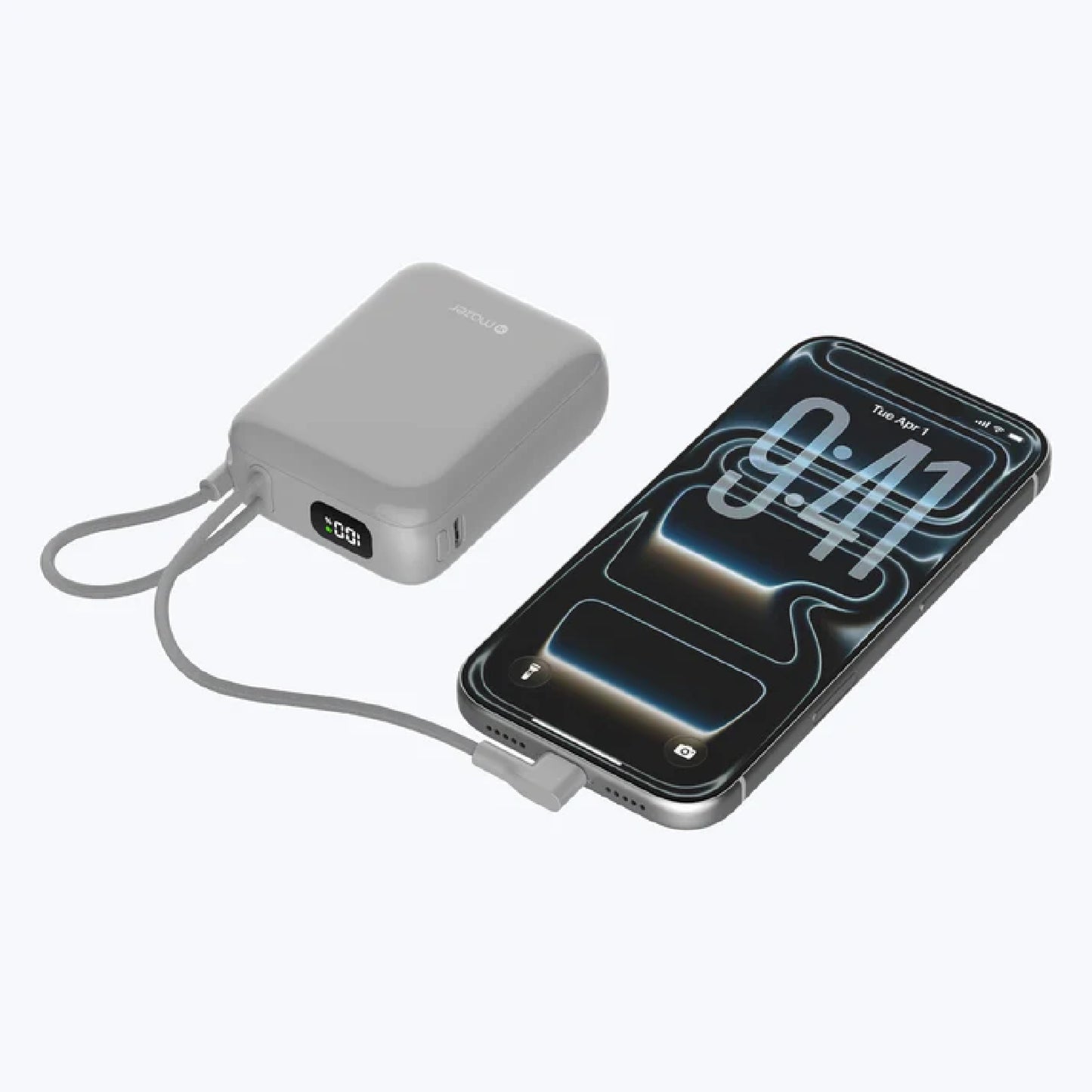 MAZER PowerCharge Nano Duo 10,000mAh PD35W Power Bank with Built-in Dual USB-C Cables CCC Certified
