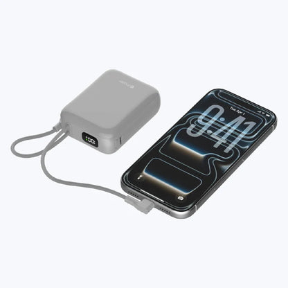 MAZER PowerCharge Nano Duo 10,000mAh PD35W Power Bank with Built-in Dual USB-C Cables CCC Certified