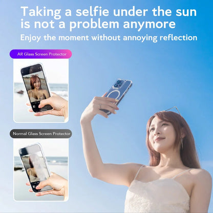 Hoda 2.5D UltraClear Privacy (2-way) with Anti-Reflection Tempered Glass Screen Protector for iPhone Duo ( Front Screen ) Case Friendly No Helper