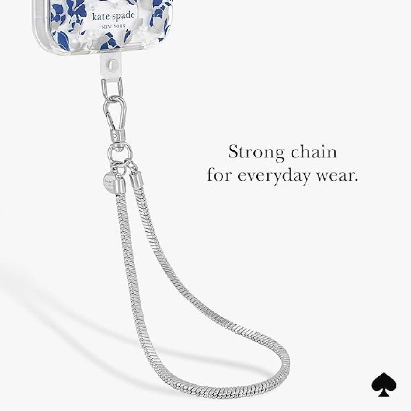 Kate Spade Phone Charm with Anchor Card Universal Wrist Strap - Heart of Silver