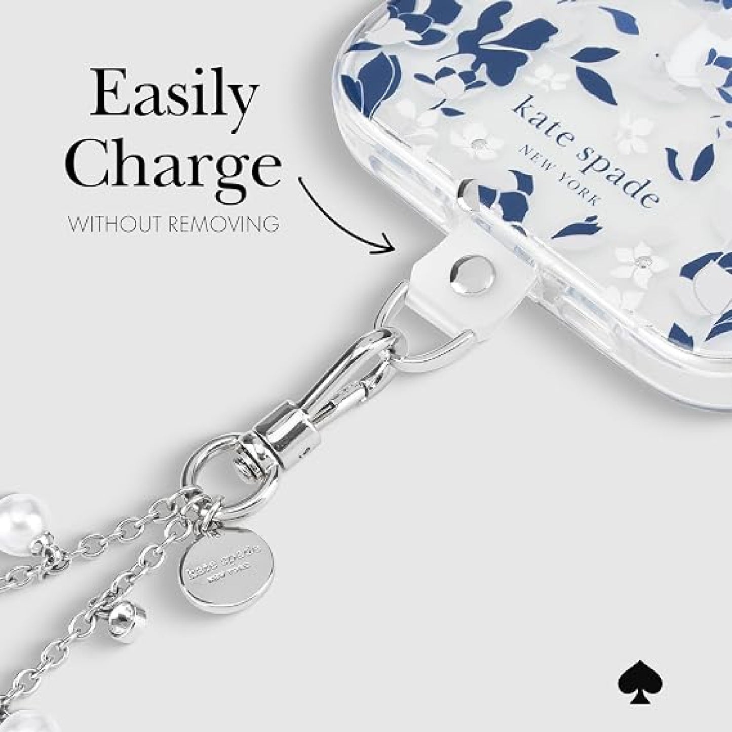 Kate Spade Phone Charm with Anchor Card Universal Wrist Strap - Dazzling Pearl