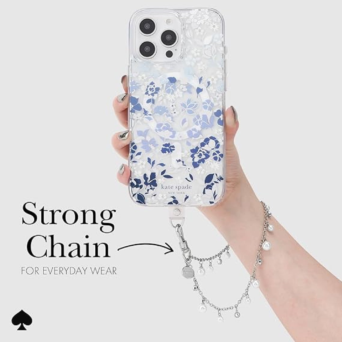 Kate Spade Phone Charm with Anchor Card Universal Wrist Strap - Dazzling Pearl