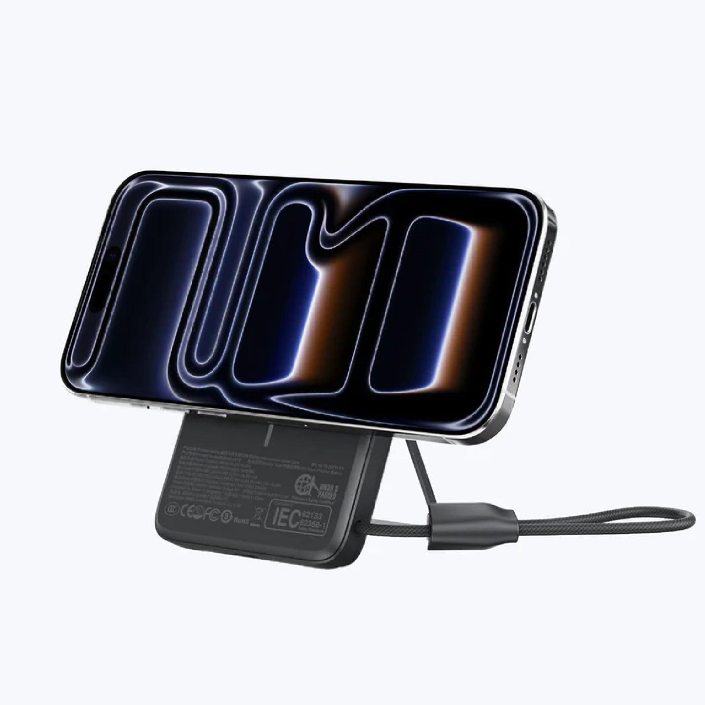 MAZER MagLink19 10,000mAh Magnetic Wireless Powerbank with Built-in USB-C Cable and Kickstand CCC Certified