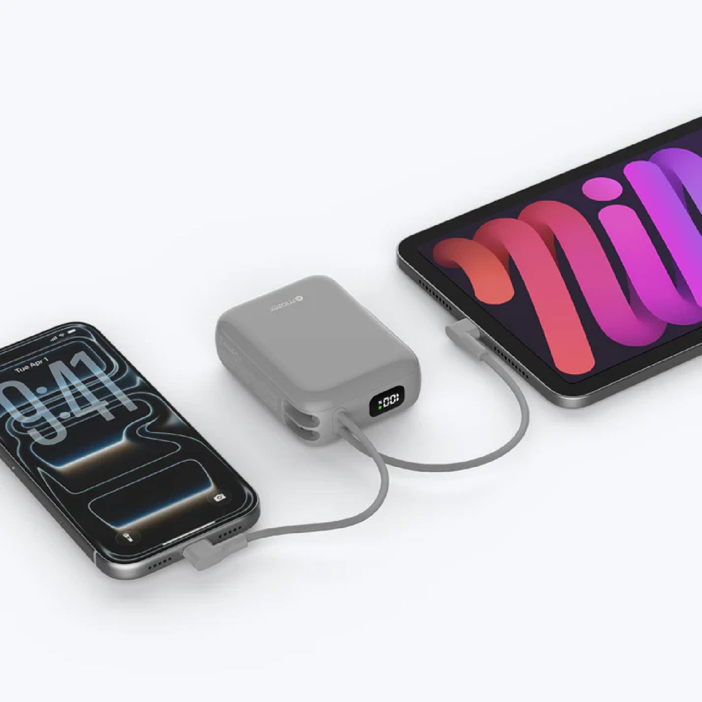 MAZER PowerCharge Nano Duo 10,000mAh PD35W Power Bank with Built-in Dual USB-C Cables CCC Certified