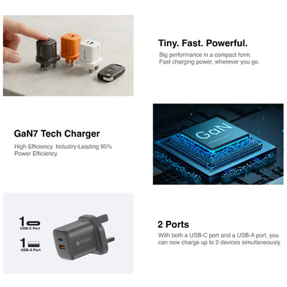 Mazer Prestige Combo 35W GaN Wall Adapter ( 2 Ports ) with PD60W USB-C Cable