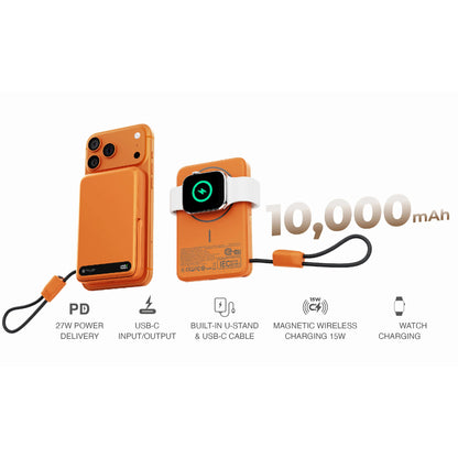 MAZER MagLink19 10,000mAh Magnetic Wireless Powerbank with Built-in USB-C Cable and Kickstand CCC Certified