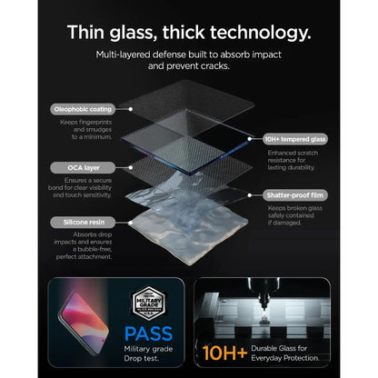 [2 Pack] Spigen Glas.tR EZ Fit Pro HD for iPhone Duo ( Front Screen Only ) with Auto-alignment Installation Kit