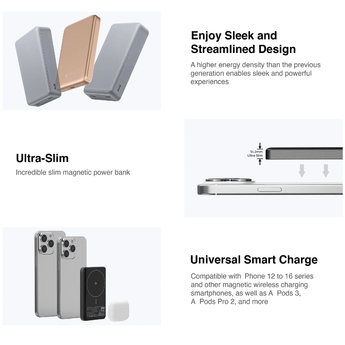 MAZER MagAir 21 - Qi2 Certified Ultra Slim Magnetic Power Bank 10000mAh 15W