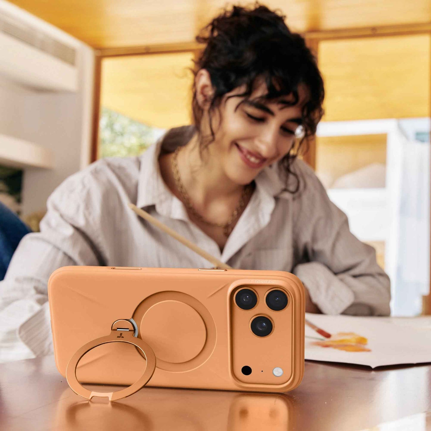 TORRAS Ostand Q3 Silicone Case for iPhone 17 Pro Max / 17 Pro - 360 Pivot Rotation Angle