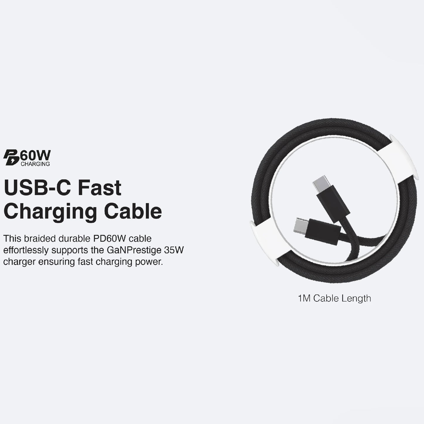 Mazer Prestige Combo 35W GaN Wall Adapter ( 2 Ports ) with PD60W USB-C Cable