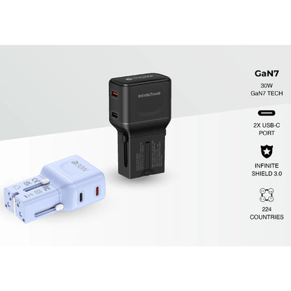 MAZER Infinite Travel Pocket PD 30W Universal Travel Charger 2 USB-C Ports