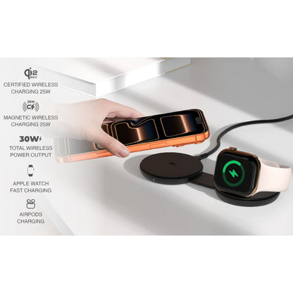 MAZER MagPad Duo2 Qi2.2 Certified 25W 2-in-1 Foldable Wireless Charging Pad with 1M USB-C Cable Included