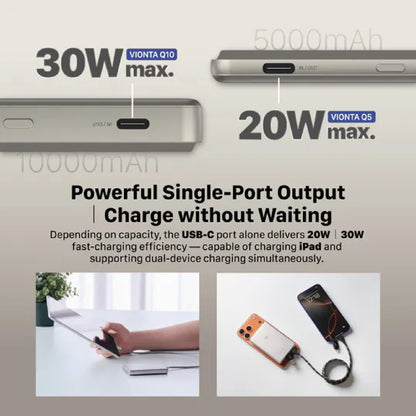 ADAM Elements VIONTA Q5 / Q10 ( 5,000mAh / 10,000mAh ) Qi2 Ultra Slim Magnetic Wireless Power Bank CCC Certified
