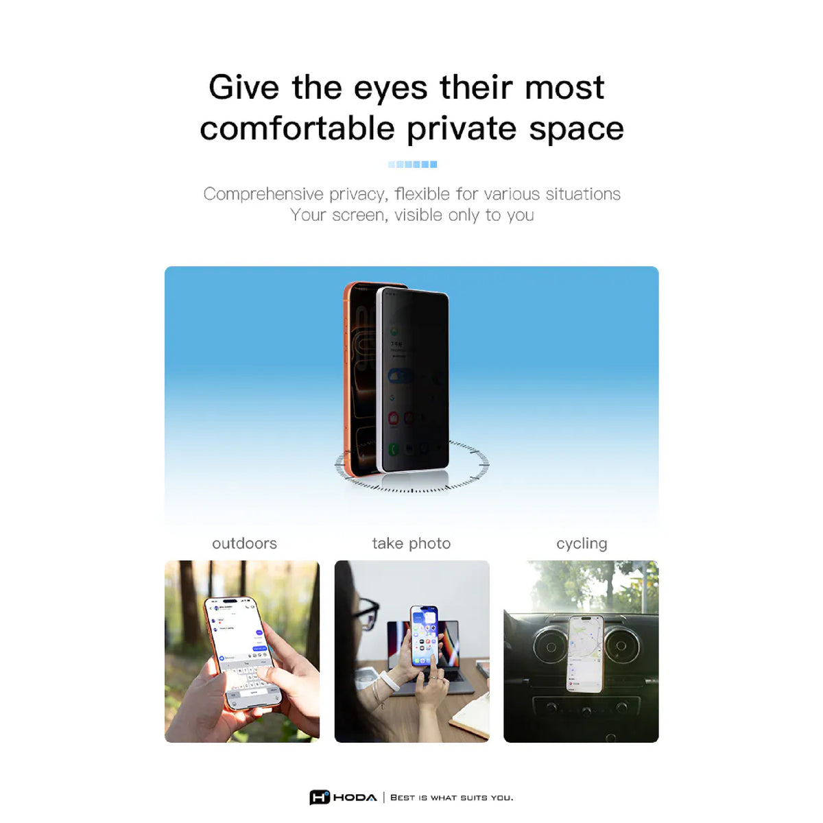 Hoda 3D Full Glue Anti-Peeper ( Privacy ) with Anti-Reflection Full Coverage Glass for iPhone 18 Pro Max / 18 Pro with Dust-Free Helper Lite