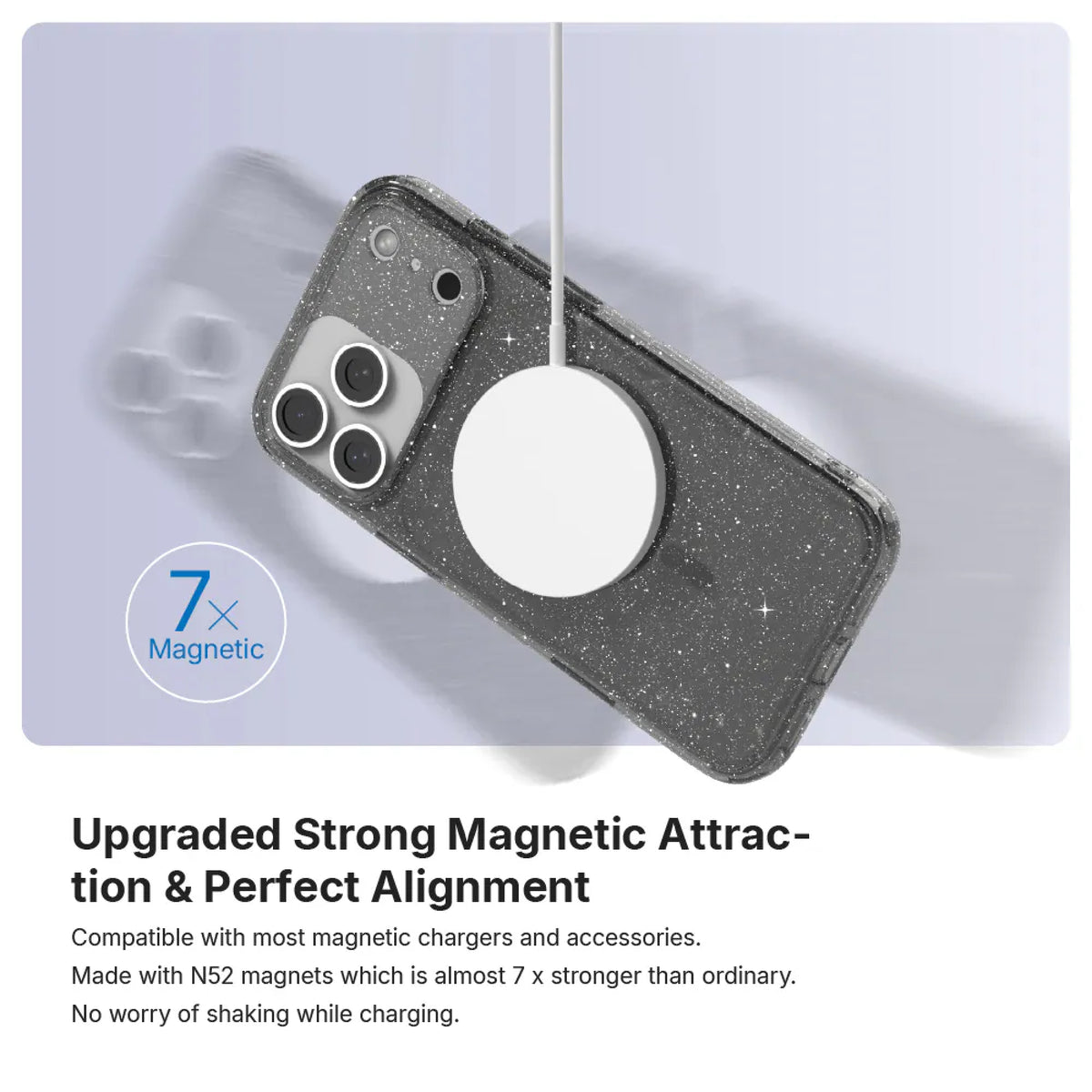 JTLEGEND Hybrid Cushion Glitter Magnetic Case for iPhone 18 Pro Max / 18 Pro / 17 Pro Max / 17 Pro with Camera Control Buttons