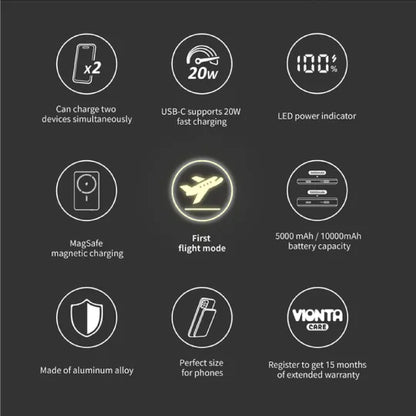 ADAM Elements VIONTA L5 / L10 ( 5,000mAh / 10,000mAh ) Ultra Slim Magnetic Wireless Power Bank CCC Certified