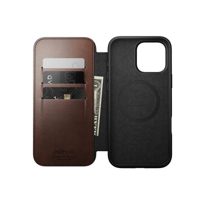 Nomad Modern Leather Folio Case for iPhone 16 Series - MagSafe Compatible - Forexengineer -Malaysia