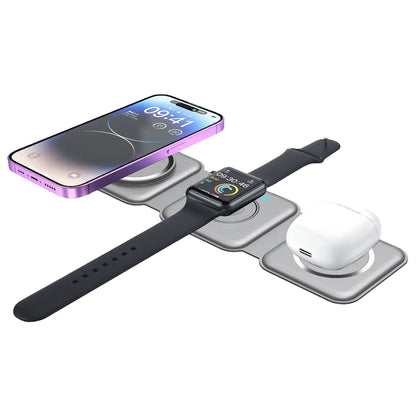 MAZER Mag Trifold 25W 3-in-1 Foldable Wireless Charger - MagSafe Compatible - Forexengineer -Malaysia