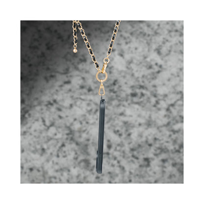 MAGEASY Classic Leather Chain Strap + Strap Card - Adjustable Chain Length - Black/Matte Gold - Forexengineer -Malaysia