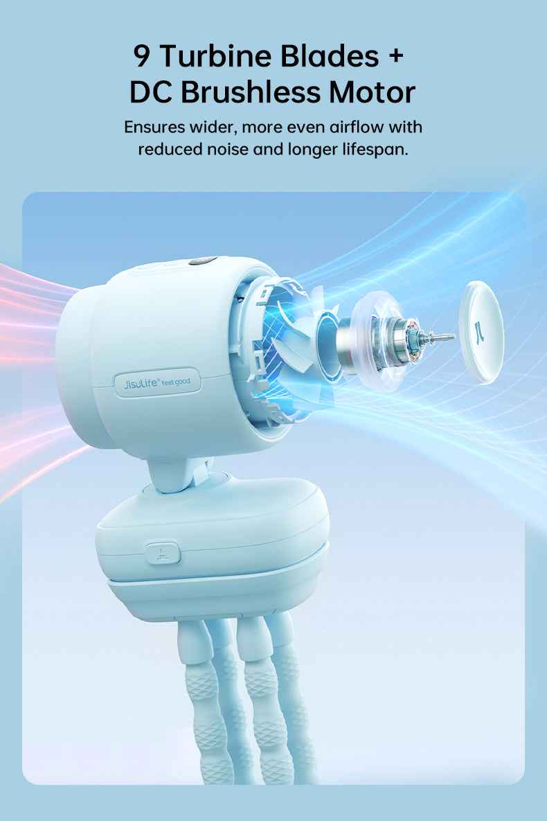 JisuLife Stroller Fan Life 4 ( 5000mAh ) Octopus / Clip Fan 38H Long Battery with Night Light