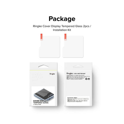 [2 PACK] Ringke Cover Display Tempered Glass for Samsung Galaxy Z Flip 6 - Clear - Forexengineer -Malaysia- 8809961787058