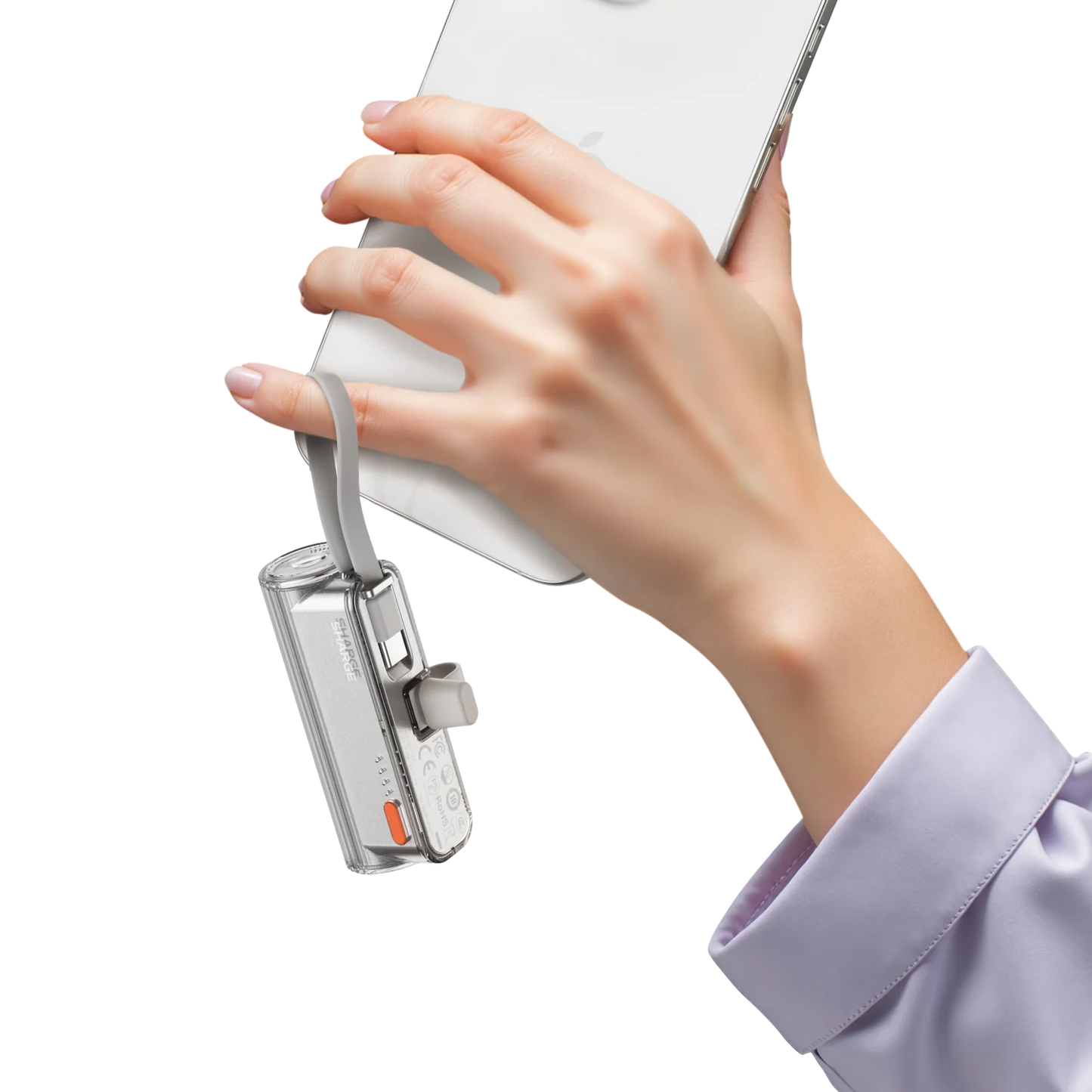 Sharge Flow Mini 2 - Swappable USB-C & Lightning Connector with Built-in USB-C Cable