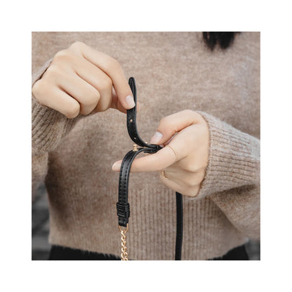 MAGEASY Modern Leather Chain Strap + Strap Card - Adjustable Chain Length - Black/Matte Gold - Forexengineer -Malaysia
