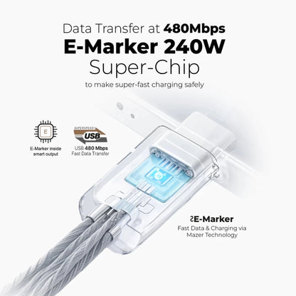 Mazer Infinite LINK Cobra3 USB-C to USB-C Magnetic Organizer Fast Charging 240W PD3.1 Fast Charging