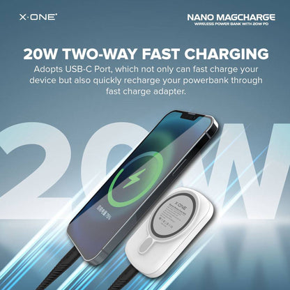 X.One Nano Magcharge Magnetic Wireless Powerbank 5,000 / 10,000 mAh with 20W PD3.0 USB-C Port - Forexengineer -Malaysia- 6487922225119-6487922226218-6487922225120-6487922226217