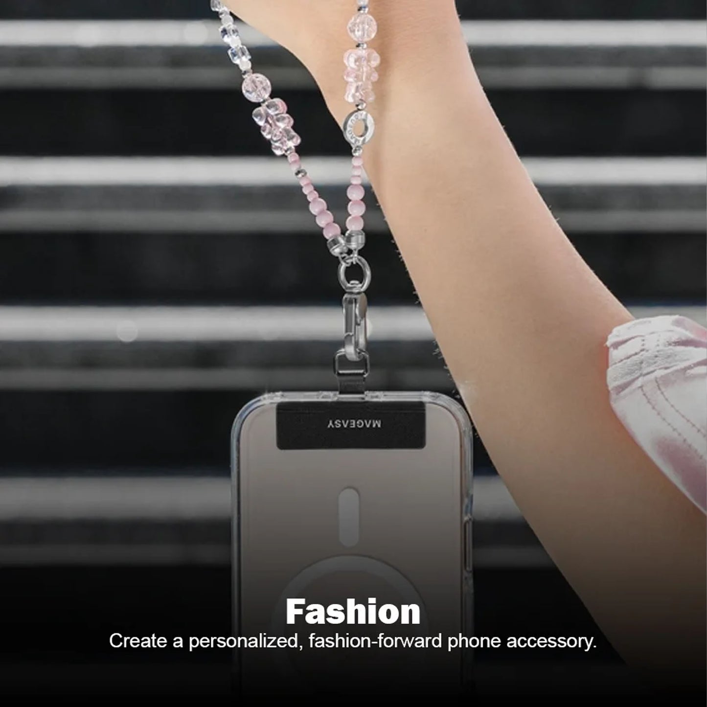MAGEASY Beaded Wrist Strap + Strap Card - 360° Rotating Metal Buckle