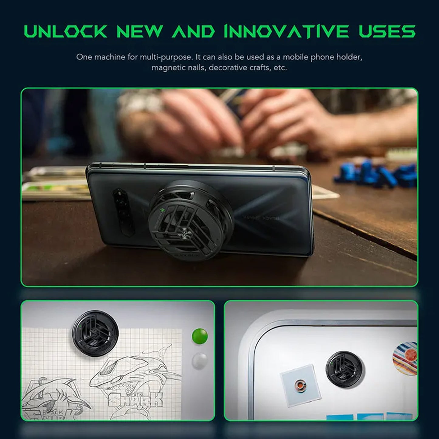 Black Shark Magnetic Cooler for Gaming , Fast Cooling , No Need Clip Magnetic Design