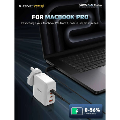 X.One 140W GaN 6 Turbo Ultra Fast Charger 4 Port ( 3 USB C , 1 USB A) PD 3.1 , QC 4.0+ Adapter Wall Charger - Forexengineer -Malaysia- 6487922958736
