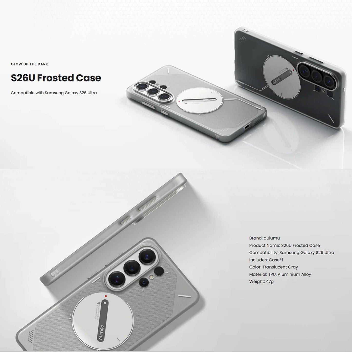 AULUMU Frosted Glow Case for Samsung Galaxy S26 Ultra - Magsafe Compatible