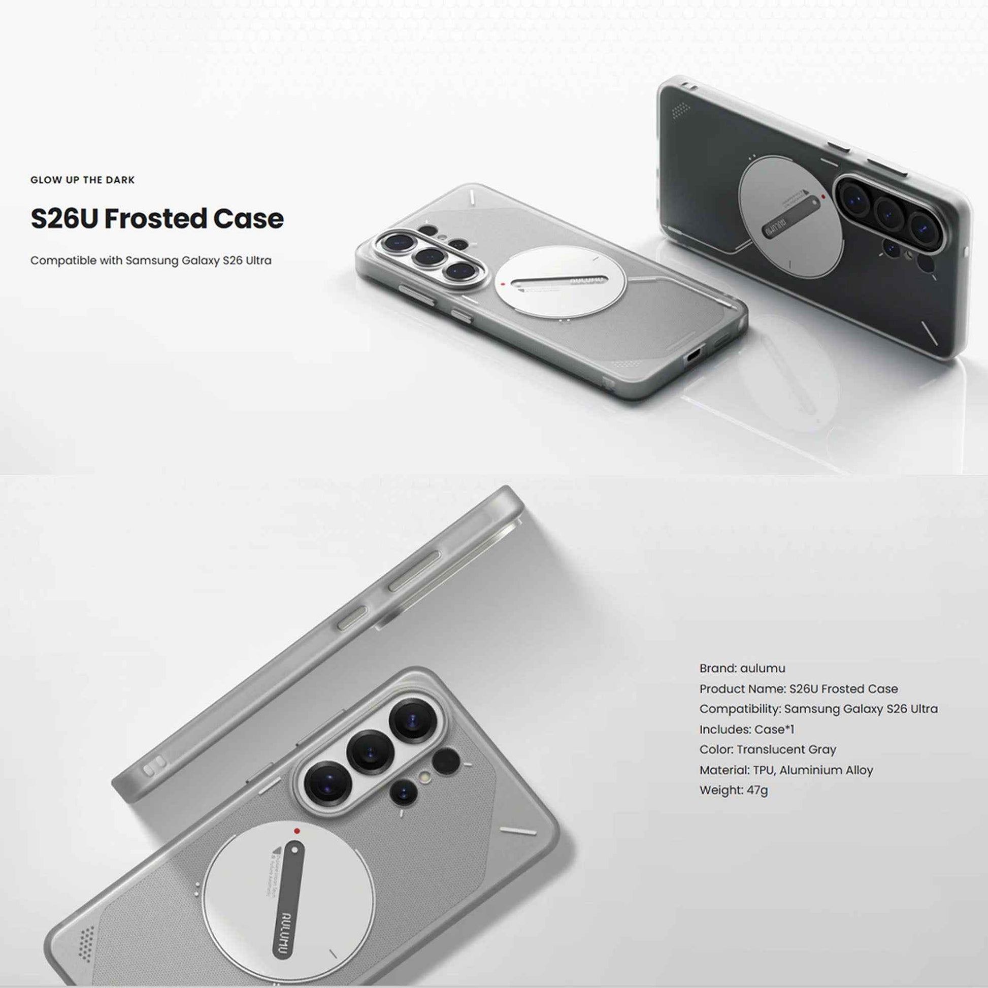 AULUMU Frosted Glow Case for Samsung Galaxy S26 Ultra - Magsafe Compatible