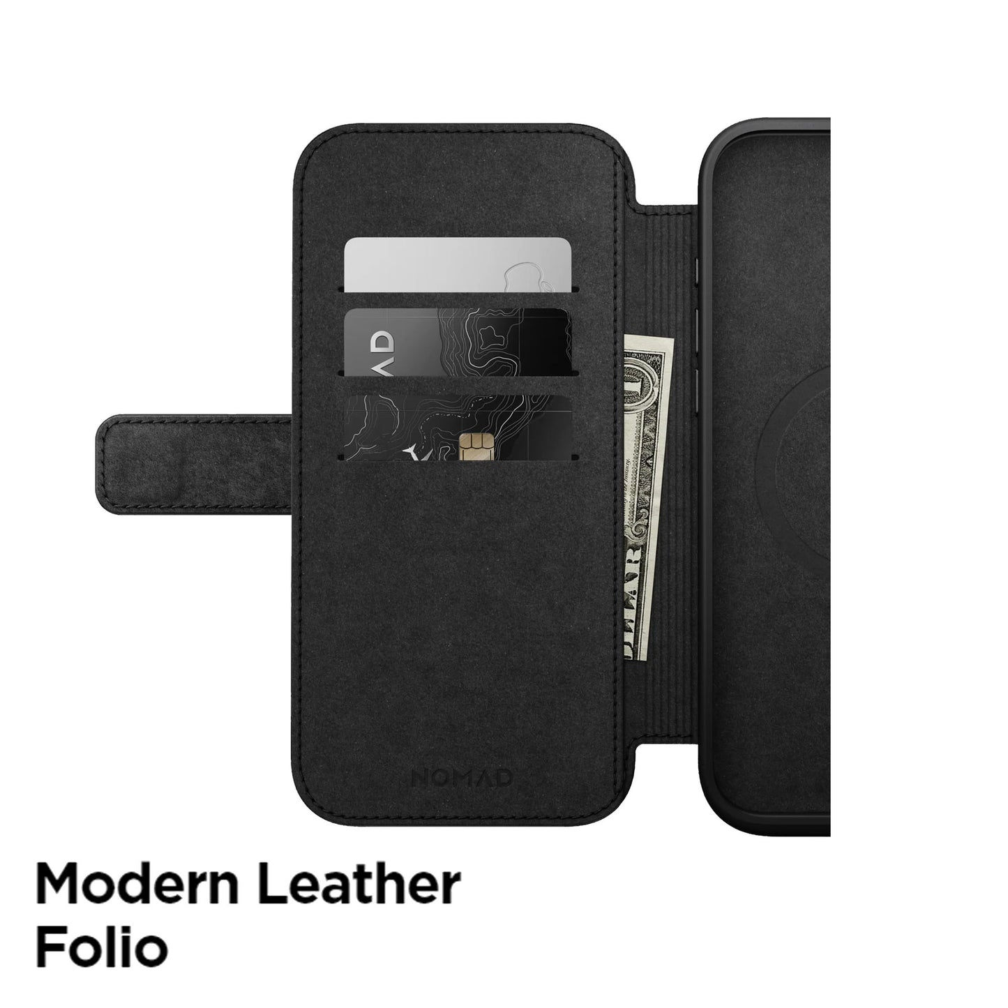 Nomad Modern Leather Folio Case for iPhone 16 Series - MagSafe Compatible