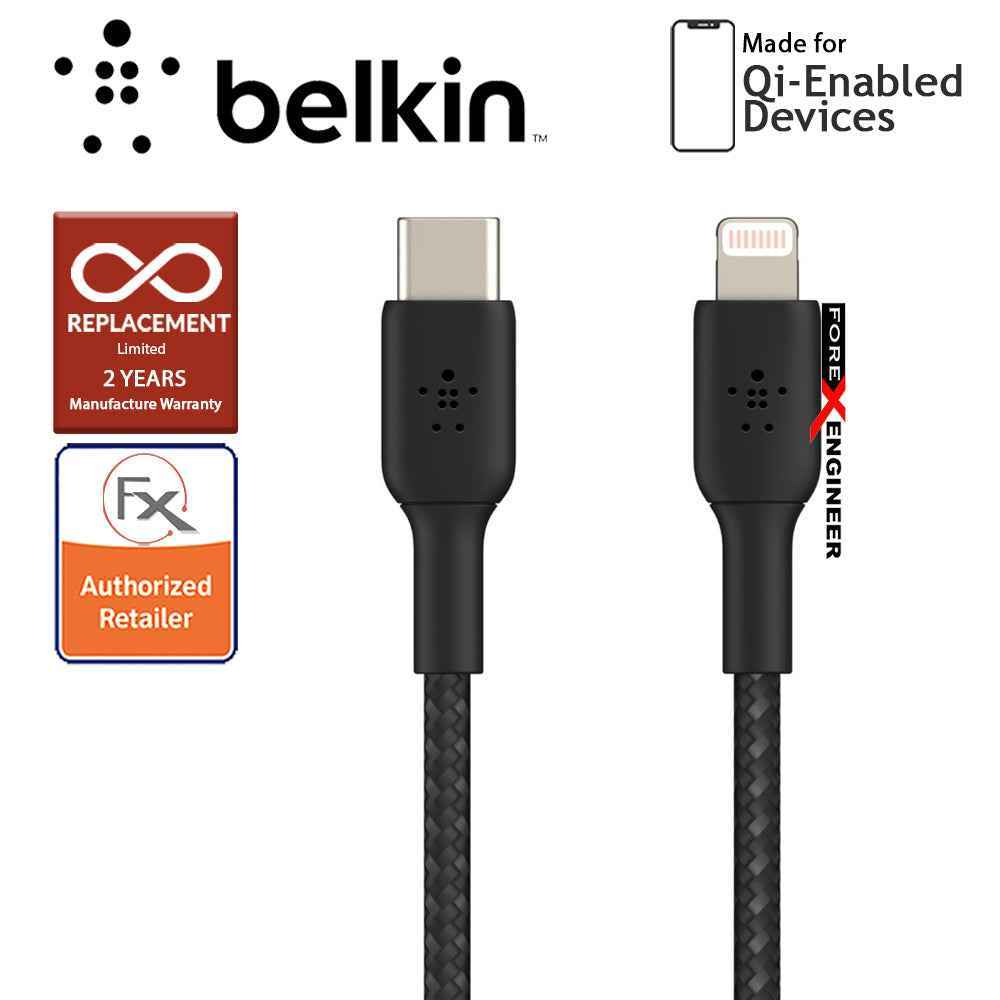 Belkin BOOST‚ÜëCHARGE‚Ñ¢ Braided USB-C to Lightning Cable 1m - Black (Barcode: 745883788798).