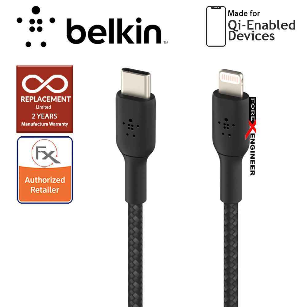 Belkin BOOST‚ÜëCHARGE‚Ñ¢ Braided USB-C to Lightning Cable 1m - Black (Barcode: 745883788798).